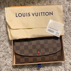 Louis Vuitton Damier ebene emilie wallet in red